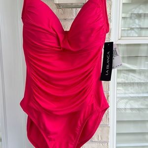 LA BLANC one piece bathing suit, pink